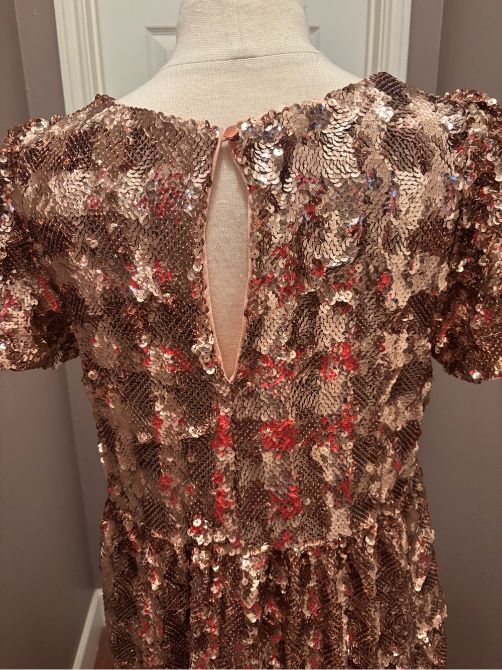 Rose Gold Sequin Tiered Maxi Dress - Picture 6 of 7